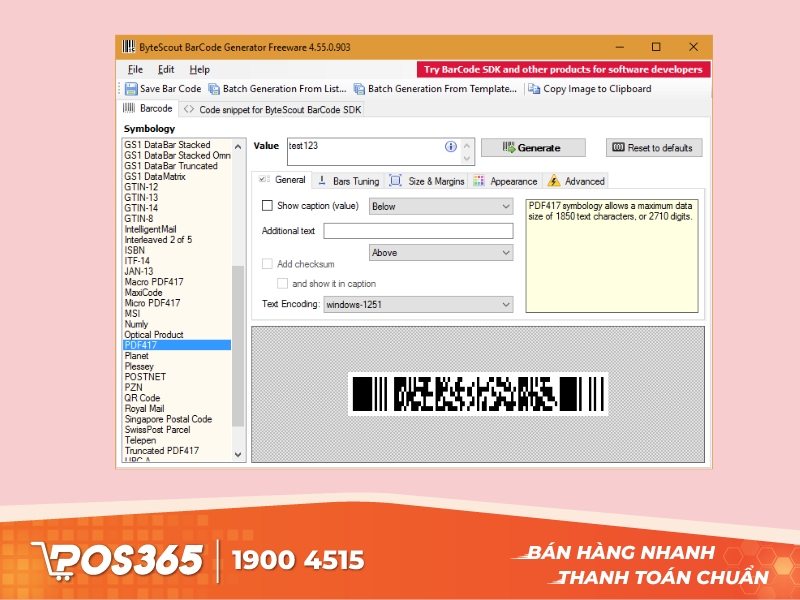 Phần mềm tạo barcode miễn phí Barcode Generator