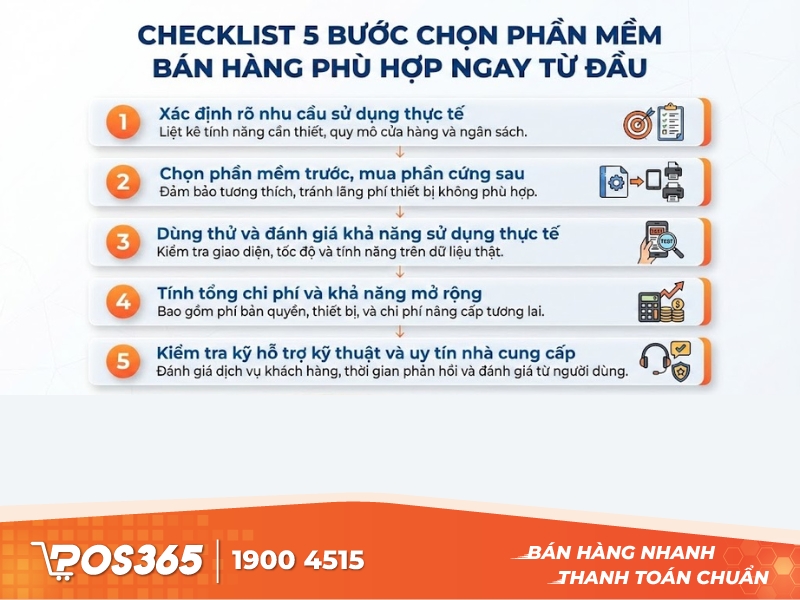 Checklist 5 bước chọn phần mềm bán hàng phù hợp ngay từ đầu