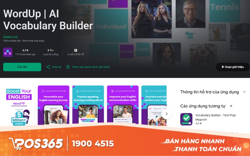 WordUp - Ứng dụng học từ vựng tiếng Anh thông minh với AI