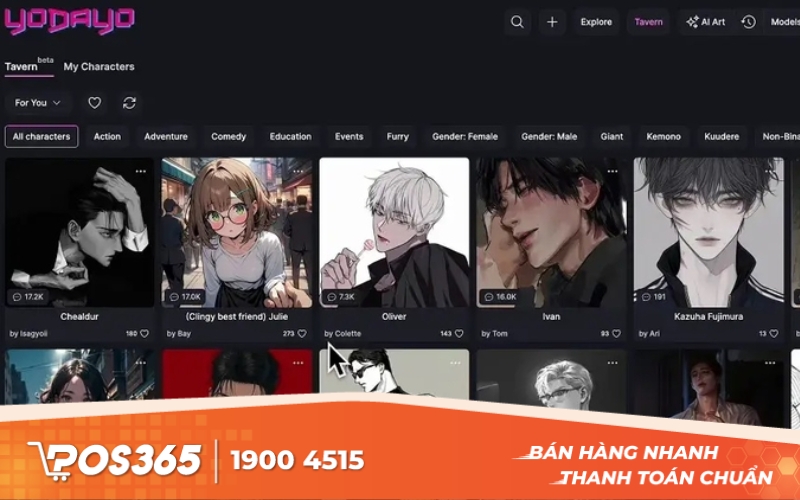 Yodayo AI Chat - Trò chuyện với nhân vật anime ảo, tạo ảnh bằng AI, cộng đồng otaku