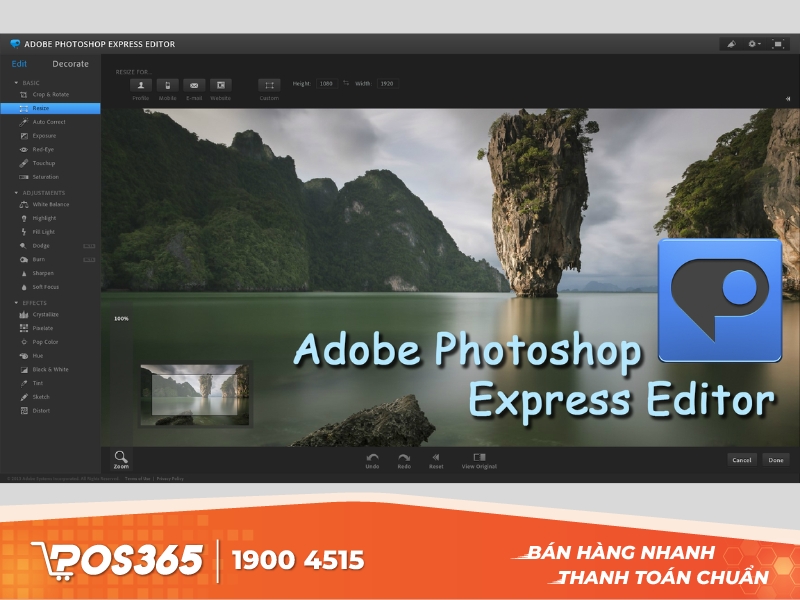 Phần mềm chèn chữ vào ảnh đẹp tinh tế Adobe Photoshop Express