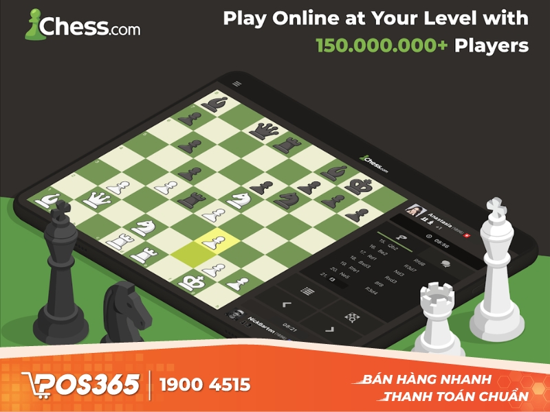 App chơi cờ vua cả on và offline Chess.com