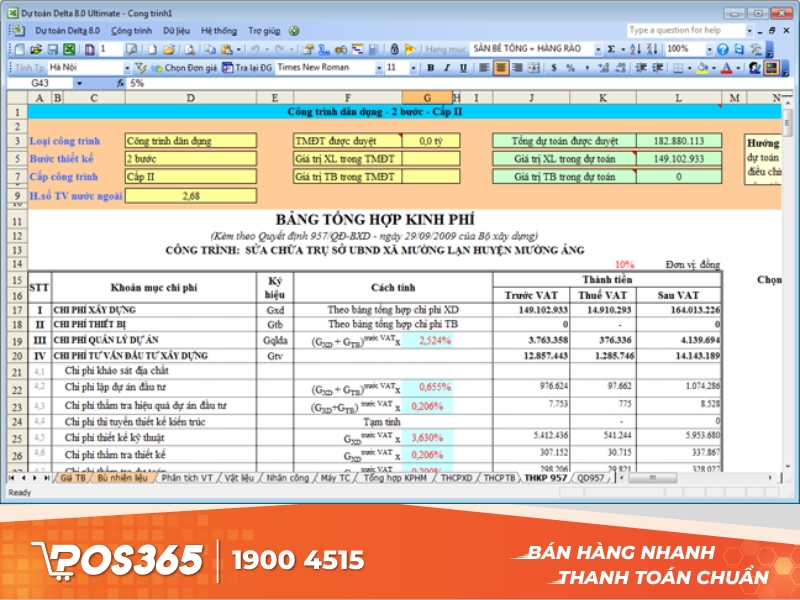 Dự toán hiệu quả với phần mềm Delta