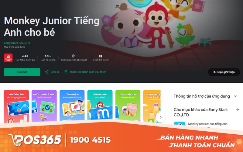 Monkey Junior - Ứng dụng học tiếng Anh toàn diện cho trẻ mầm non