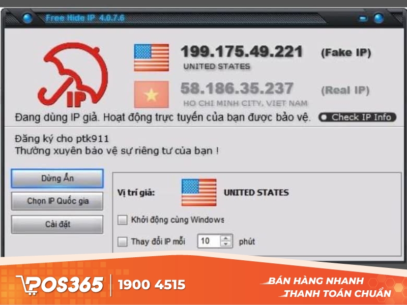 Phần mềm IP SafeIP sử dụng miễn phí