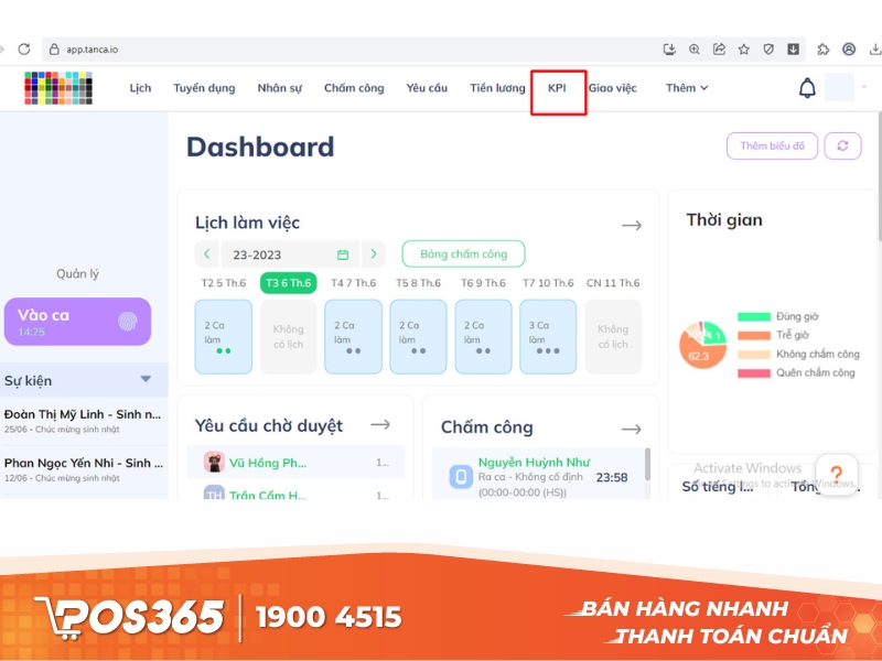 Nền tảng quản trị nhân sự theo chỉ số KPI Tanca