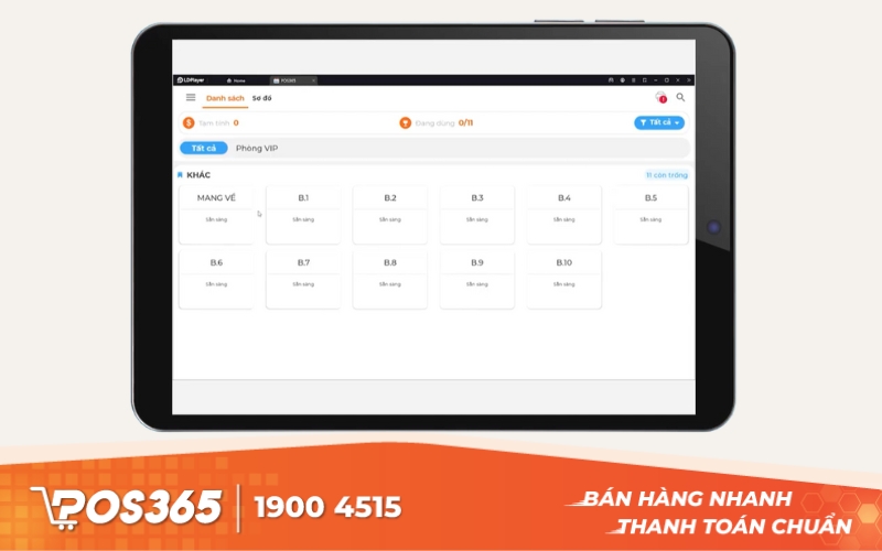 Vào giao diện Thu ngân, chọn bàn, order món như bình thường