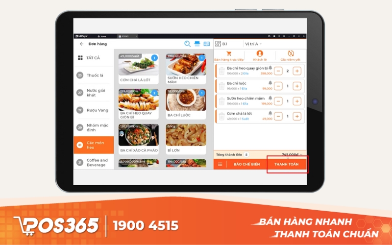 Chọn thanh toán để hoàn thành đơn hàng