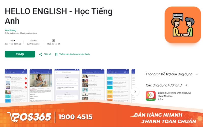 Hello English: Learn English - Ứng dụng luyện nói và từ vựng tiếng Anh toàn diện