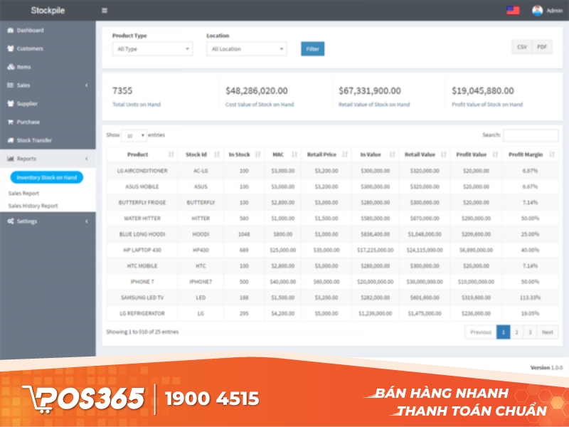Phần mềm quản lý kho online miễn phí StockPile