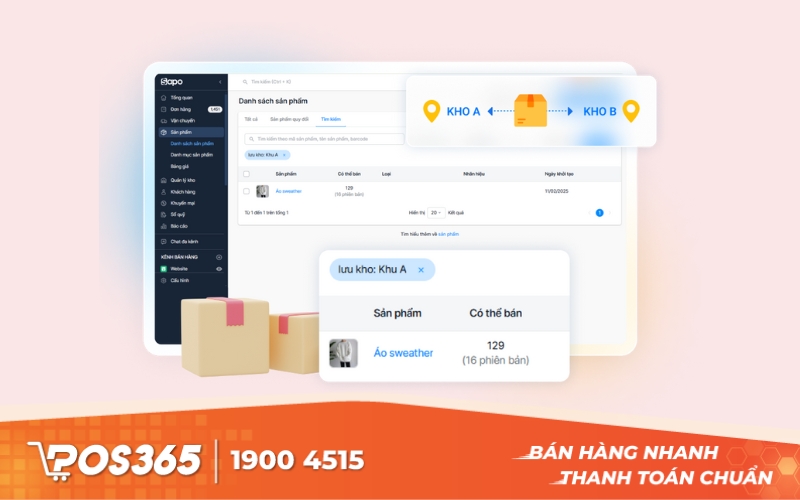 Phần mềm quản lý xuất nhập kho Sapo