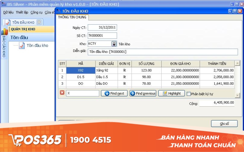 Ứng dụng quản lý kho hàng miễn phí BS Silver