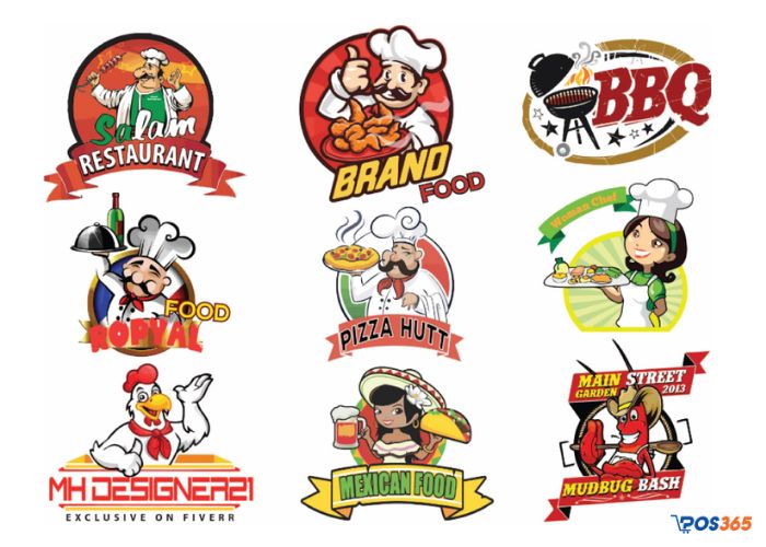 Logo đầu bếp cùng món ăn thường được sử dụng cho các nhà hàng hải sản