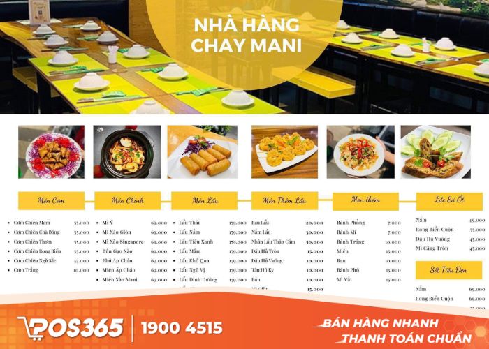 Mani chay sở hữu menu đa dạng các món chay từ Âu đến Á