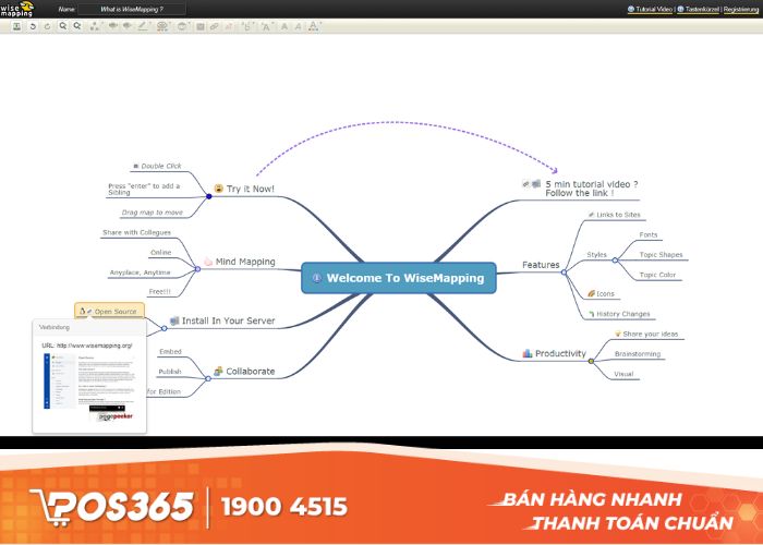 WiseMapping có mã nguồn mở và sử dụng miễn phí 100%