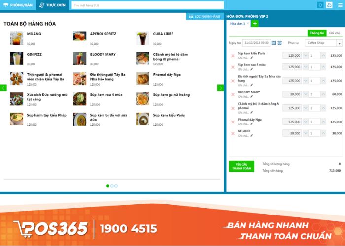 KiotViet có giao diện thân thiện giúp nhân viên tính tiền dễ dàng