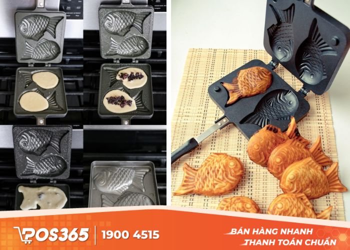 Công đoạn nướng bánh taiyaki