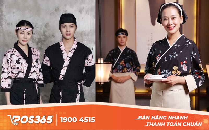 Áo kimono cách tân và tạp dề maekake