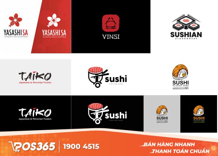 Logo nhà hàng bán đồ ăn Nhật Bản theo phong cách tối giản