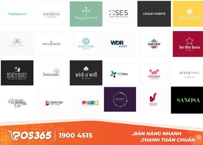 Logo nhà hàng tiệc cưới theo phong cách tối giản