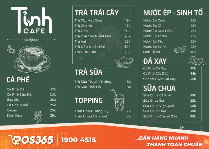 Menu cho quán cafe theo phong cách bohemian