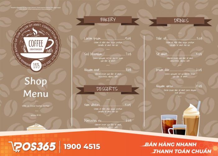 Menu cho quán cafe theo phong cách bohemian