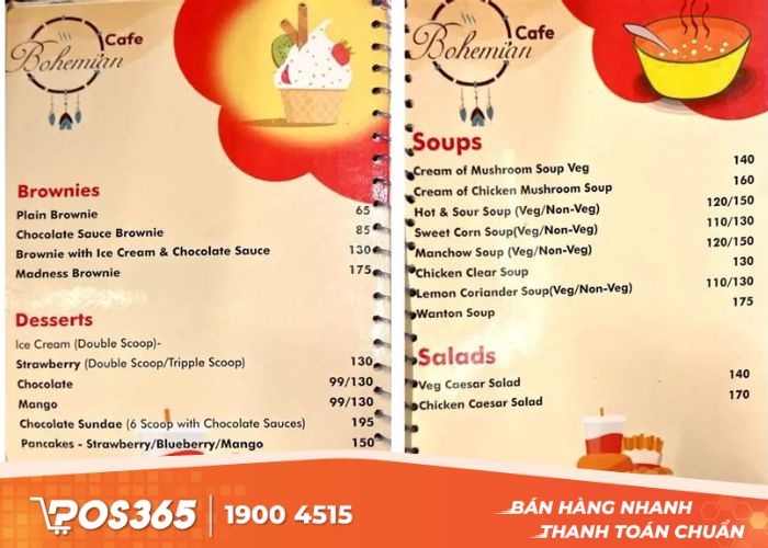 Menu cho quán cafe theo phong cách bohemian