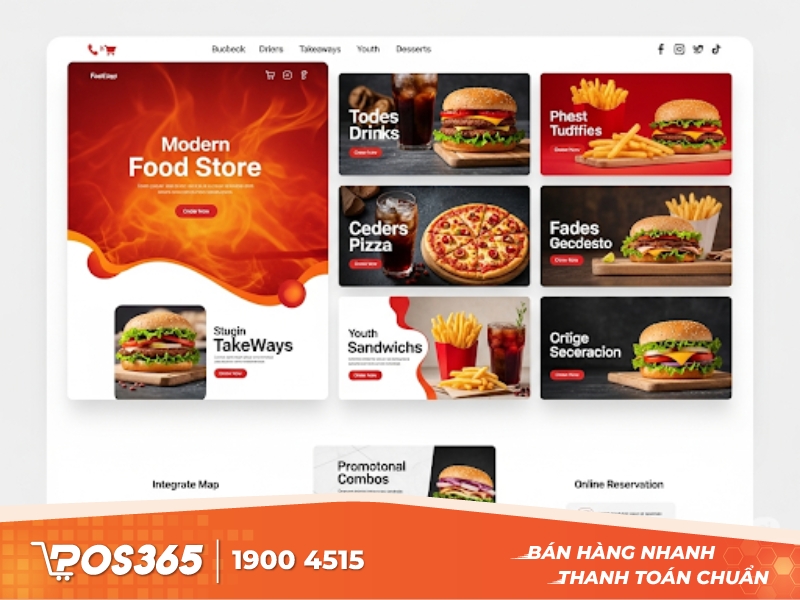 Giao diện Foodstore – Website đồ ăn nhanh, F&B sinh động