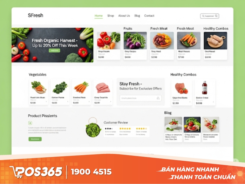 Template SFresh – Web thực phẩm sạch chuẩn SEO