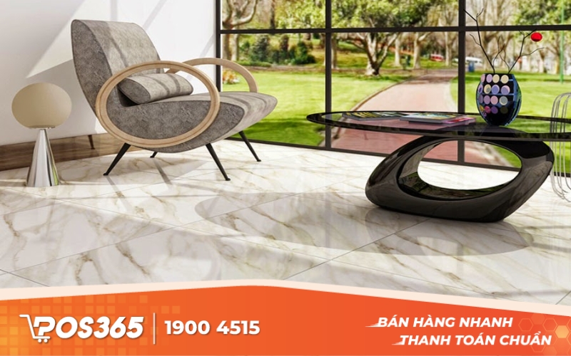 Gạch lát sàn quán cafe bóng kính