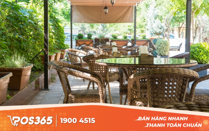 Mô hình quán cafe ngoài trời sân vườn