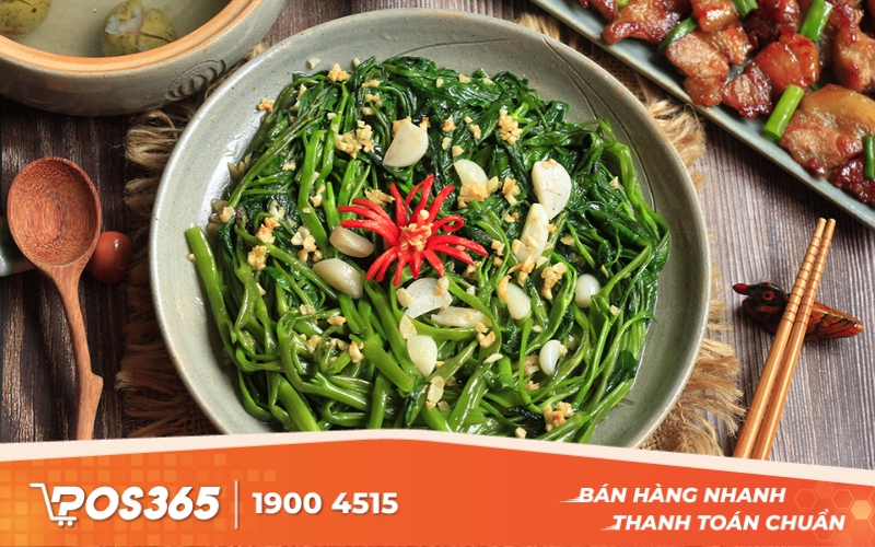 Rau muống xào tỏi - Menu cơm trưa văn phòng