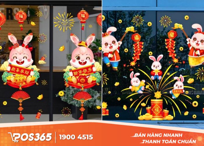 Dán decal cũng là một cách trang trí Trung thu quán cafe