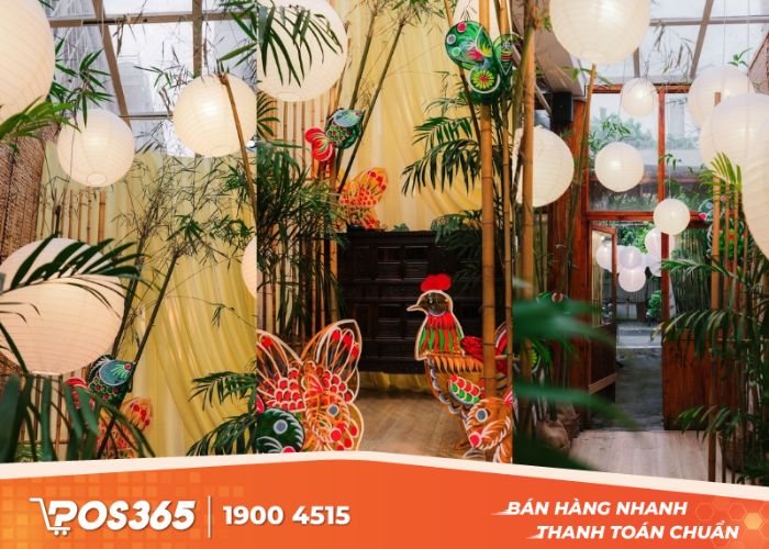 Trang trí quán cafe bằng cây tre