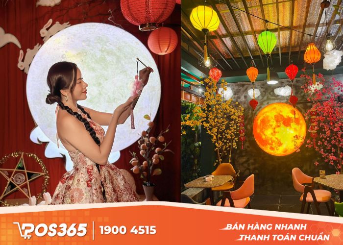 Hoạ tiết trăng sao rất phù hợp để tạo điểm check-in ở quán cafe