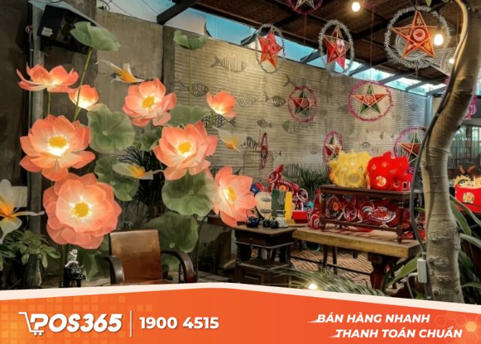 Sử dụng hoa sen trong trang trí quán cafe dịp lễ Trung thu