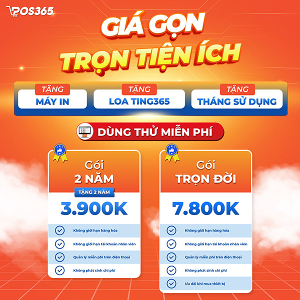 Bảng giá ưu đãi phần mềm quản lý bán hàng