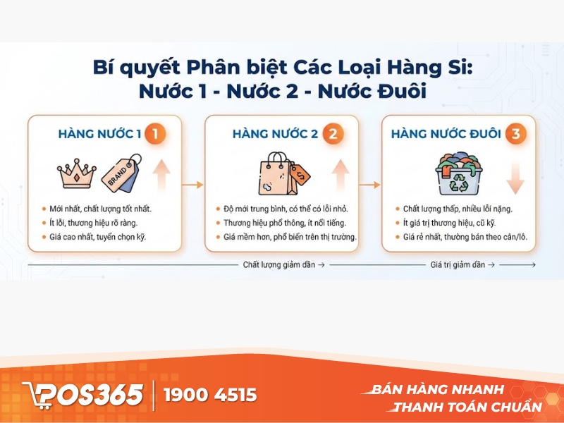 Bí quyết phân biệt các loại hàng si: nước 1 - nước 2 - nước đuôi