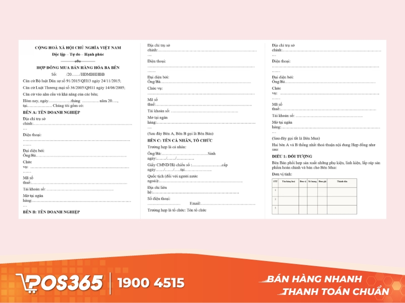 Mẫu hợp đồng mua bán 3 bên