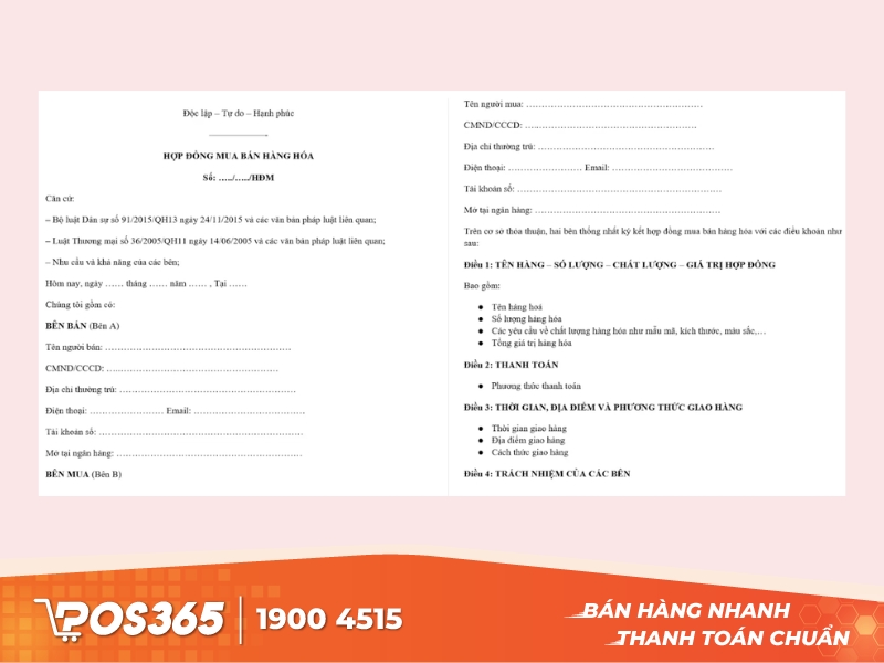 Mẫu hợp đồng mua bán cá nhân