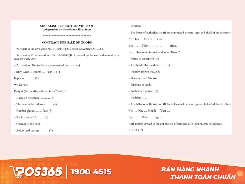 Mẫu hợp đồng mua bán quốc tế bằng tiếng Anh