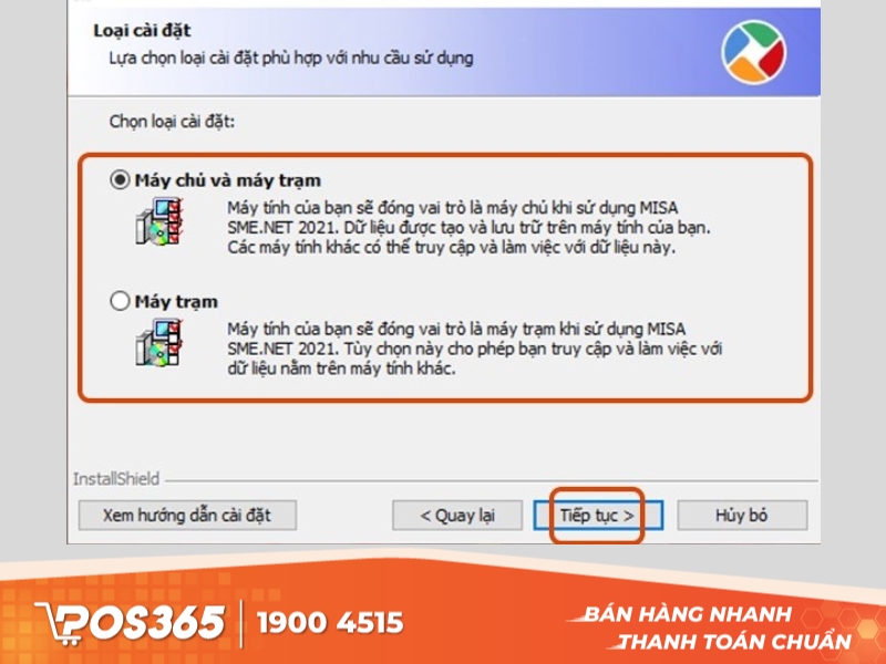 Chọn loại cài đặt