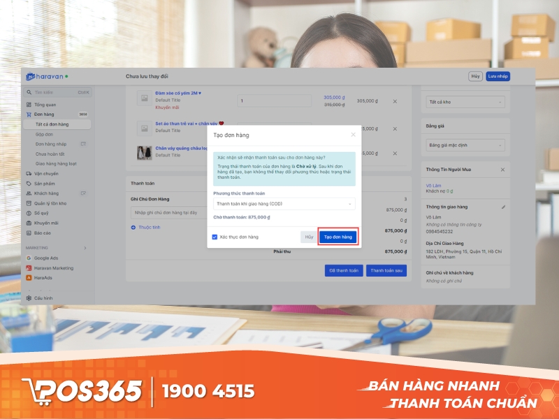 Nhấn Lưu đơn để hệ thống ghi nhận