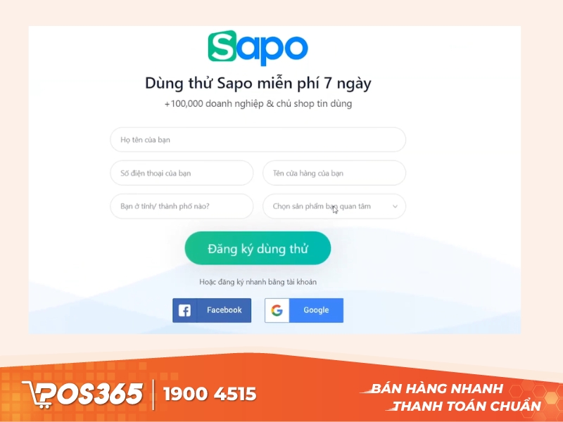 Điền thông tin cá nhân và cửa hàng