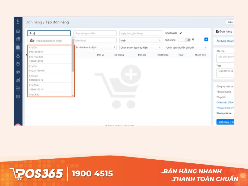 Nhập thông tin khách hàng