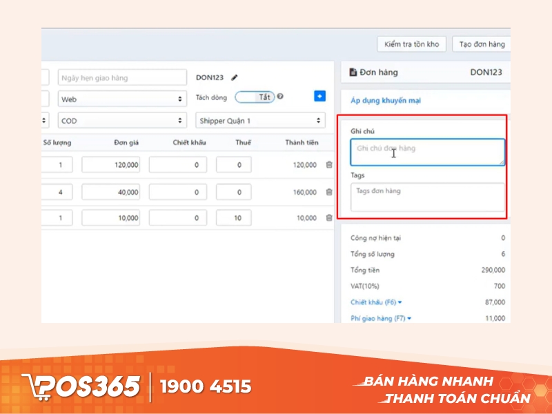 Thêm tag & ghi chú đơn hàng
