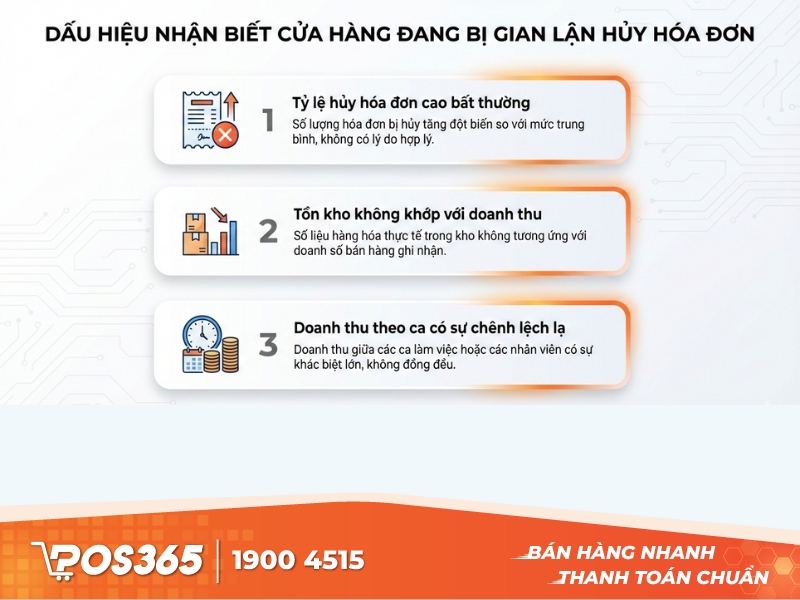 Dấu hiệu nhận biết cửa hàng đang bị gian lận hủy hóa đơn