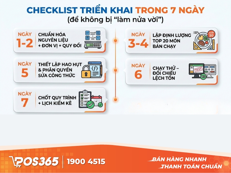 Triển khai định lượng và trừ kho theo BOM nên làm theo từng bước rõ ràng