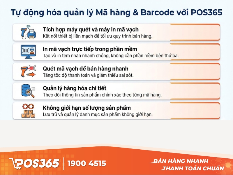Tự động hóa quản lý Mã hàng & Barcode với POS365