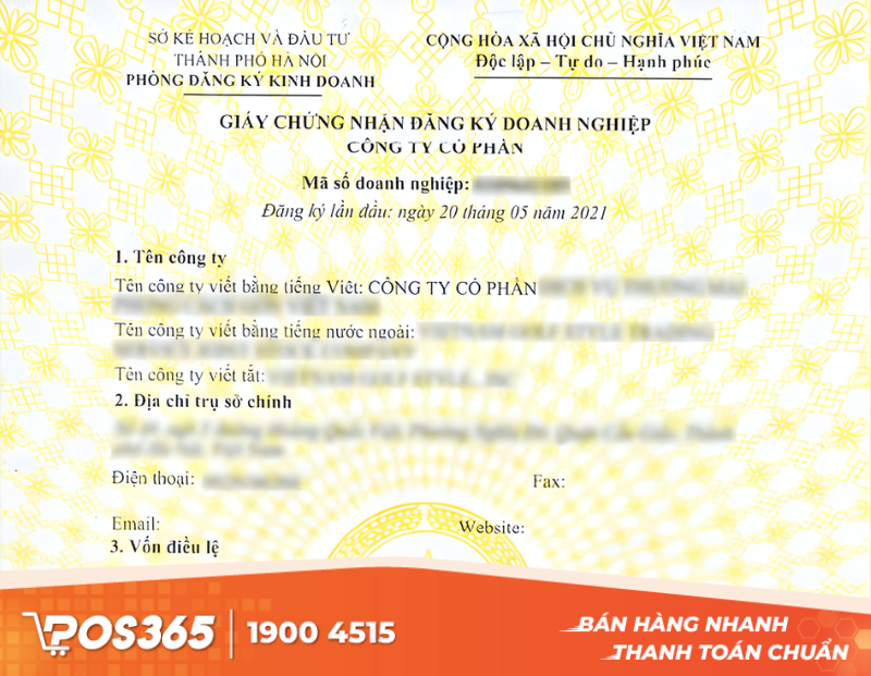 Giấy chứng nhận đăng ký kinh doanh (Nền tảng hợp pháp đầu tiên)